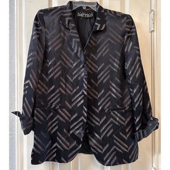 Achille Dattilo Jackets & Blazers - Vintage Achille Dattilo Blazer Jacket Black Gold Chevron Shoulder Pads Retro 6